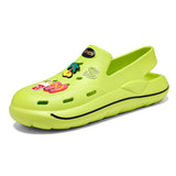 Niulatu Summer Sandals Couple Women Garden Shoes Green Cartoon Clogs Woman Slip On Sandals Comfort Nursing Shoes Flat Slippers DJSE