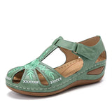 Niulatu Women's Sandals 2025 Summer Rome Vintage Hollow out Wedge Heels Platform Ladies Shoes Embroidery flowers Female Baotou Sandal DJSE