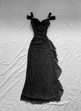Niulatu Black Chiffon Long Prom Dress Evening Dress HZ1007