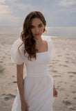 Niulatu Dresses Charming A-Line Square Neck Short Sleeves with HZ1007