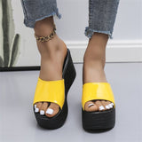 Niulatu slippers women's summer sponge cake platform sandals all-match seaside beach shoes fashion high-heeled flip flops DJSE