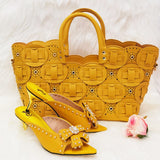 Niulatu Rivet Style Women Shoes and Bag to Match in Color matching High Quality Nigerian Design Matching Shoes and Bag DJSE