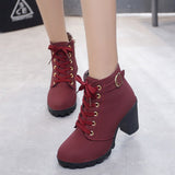 Niulatu 2025 New Women Shoes Lace Up Ankle Boots Zapatos Mujer Fashion High Heels Ladies Casual Spring Pumps Platform Heel 42 DJSE