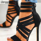 Niulatu Summer Women's Shoes Sexy Open Toe Gladiator Shoes Women's High Heels Dress Party Wedding High Heels Sandals DJSE