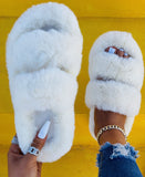 Niulatu Fashion Modern Slippers Women Winter Outdoor Fur Slides Fluffy Furry Shoes Ladies Flat Platform Footwear Cozy Celebrities DJSE