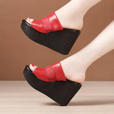 Niulatu 32-43 High Heels Slippers Women Wedding Shoes Summer 2025 Cutout Platform Wedges Slides Ladies Slippers for Office DJSE