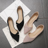 Niulatu Women Flat Shoes Pink Black Solid Color Suede Pointed Toe Office Ladies Flat Heels Zapatos Para Mujer DJSE