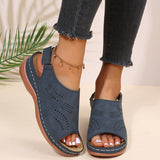 Niulatu Summer Women Platform Rome Sandals PU Leather Wedges Beach Sandalias Woman Open Toe Solid Casual Shoes Plus Size 43 DJSE