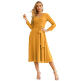 Niulatu Chiffon Bridesmaid Dress V-Back Waist Belt Formal Prom Gown Mother of The Bride Wedding HZ1007