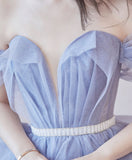 Niulatu tulle sequin long prom dress purple sequin evening dress HZ1110