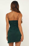 Niulatu dark green sleeveless v-neck short evening dresses spaghetti-straps slit-skirt homecoming dresses with HZ0113
