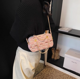 Niulatu pink small square bag knitted chain bag HZ1103