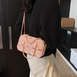 Niulatu pink small square bag knitted chain bag HZ1103