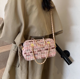 Niulatu pink small square bag knitted chain bag HZ1103