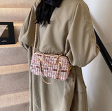 Niulatu pink small square bag knitted chain bag HZ1103