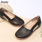 Niulatu Women's Flat Shoes Wedge Sandals New Hollow Breathable Summer Casual Shoes for Woman Retro Plus Size Comfortable Walking Shoes DJSE