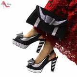 Niulatu New Arrivals Fashionable African Women Shoes Matching Bag Set in Black Color Comfortable Heels with Platform for Wedding DJSE