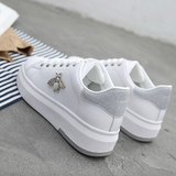 Niulatu Women Casual Shoes 2025 New Women Sneakers Fashion Breathable PU Leather Platform White Women Shoes Soft Footwears Rhinestone DJSE