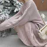 Soft Milk Blue Large-Size Sweater Women 2025 Spring And Autumn And Winter New Lazy Wind Loose Outside Wearing Knitted Shirt HZ0108