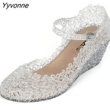 Niulatu Sandals Women's Mary Jane Shoes Girls Cutout Nest Outdoor Golden Clogs Black Sequins Princess Ladies Wedge Shoes DJSE