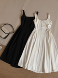Niulatu A Line Straps Long Black Women's Holiday Dresses SD220