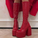 Niulatu Party Women Winter Boots 2025 Platform Chunky High Heels Motorcycle Long Boots Luxury Big Size Punk Shoes Woman DJSE