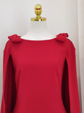 Niulatu A Line Boat Neckline Red Satin Short Homecoming Dresses Birthday Outfits With Cape SD372
