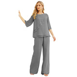 Niulatu Chiffon Mother of The Bride Dress Plus Size Pant Suits Ruffle HZ1007