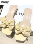 Niulatu Slippers Women Summer Shoes Slides Low Fashion Heeled Mules Pantofle Luxury High 2025 Basic Retro Fabric Rubber Sewin DJSE