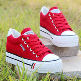 Niulatu Women Inner Height Increasing Canvas Wedge Shoes Trainers Female Sneakers Woman Casual Thick Bottom Sneaker Tennis DJSE