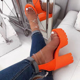 Niulatu Club Party Platform Chunky Heel Sandals Summer Plus Size Shoes Transparent Gladiator Heel Sandals Shoes Women DJSE