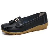 Niulatu Women Shoes Loafers Female Moccasins Shoes Summer Genuine Leather Women Flats Slip On Women Loafers Flats Tassel Plus Size DJSE