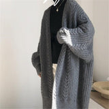 Autumn 2025 Women's New Long Knitted Cardigan Long Sleeve Lazi Sweater Coat Outside The Wind HZ0108