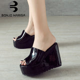 Niulatu Hot Sale Ladies Pumps Solid Slip On Open Toe Platform Sandals Women Wedges Casual Concise Outside Shoes Woman DJSE
