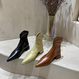 Niulatu Women Low Heels Shoes Chunky Pointed Toe Ankle Chelsea Boots 2025 Goth Fad Gladiator Women Boots Casual Shoes DJSE