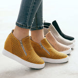 Niulatu Women's Wedge Sneaker Vulcanize Shoes Fashion Zip Leopard Increase Within Zapatos De Mujer New Fashion for Girl DJSE