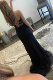 Pretty Mermaid Strapless Corset Lace Prom Dress with Slit HZ1214