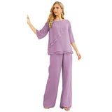 Niulatu Chiffon Mother of The Bride Dress Plus Size Pant Suits Ruffle HZ1007