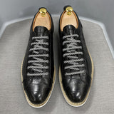 Niulatu Mens Casual Shoes Genuine Leather Lace-Up Fashion Sneakers Luxury Brand Alligator Print Street Travel Flat Shoes for Men DJSE