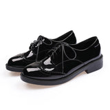 Niulatu Women Brogue Shoes Oxford Flats Autumn Spring Woman Full Black Office Ladies Female Derby Shoes DJSE