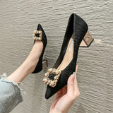 Niulatu New Pearl Diamond Buckle Pointed Toe Fashion High Heels Summer Designer Shoes Wedding Party Luxury Brand Woman Shoe DJSE