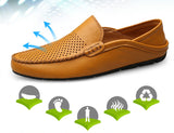 Niulatu Mens Shoes Casual Luxury Brand Summer Men Loafers Genuine Leather Moccasins Light Breathable Slip on Boat Shoes JKPUDUN DJSE