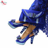 Niulatu New Arrivals Fashionable African Women Shoes Matching Bag Set in Black Color Comfortable Heels with Platform for Wedding DJSE