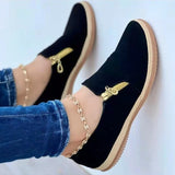 Niulatu Women's Casual Shoes Fashion Solid Color Platform Hemp Rope Flats Lightweight Comfortable Side Zip Loafers Zapatillas Mujer DJSE