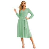 Niulatu Chiffon Bridesmaid Dress V-Back Waist Belt Formal Prom Gown Mother of The Bride Wedding HZ1007