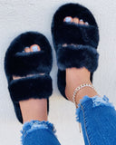 Niulatu Fashion Modern Slippers Women Winter Outdoor Fur Slides Fluffy Furry Shoes Ladies Flat Platform Footwear Cozy Celebrities DJSE