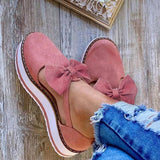 Niulatu Women Bowtie Platform Flat Loafer Summer Shoes Ladies Slip On Cover Heel Shoes Female Sewing Woman Fashion Footwear Plus Size DJSE