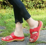 Niulatu Summer Women Wedge Sandals Premium Orthopedic Open Toe Sandals Vintage Anti-Slip Leather Casual Female Platform Retro Shoes DJSE