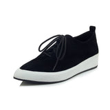 Niulatu Kid Suede Thick Bottom Lace Up Loafers Spring Casual Shoes Pointed Toe British Style Platform Women Vulcanized Shoes DJSE