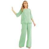 Niulatu Chiffon Mother of The Bride Dress Plus Size Pant Suits Ruffle HZ1007